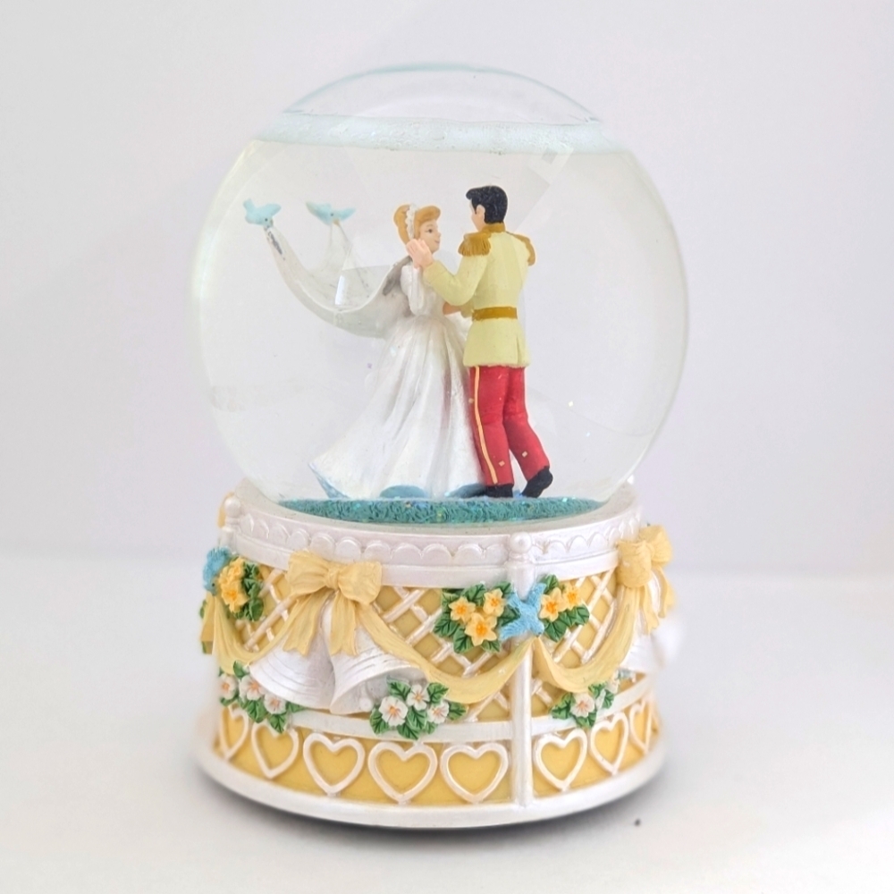 Romantic Wedding Snow Globe with Yellow and Blue Accents